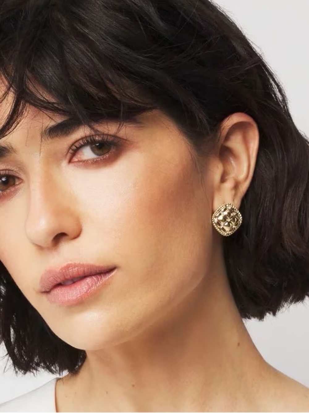 WHBM QUILTED PAVÉ STUD EARRINGS